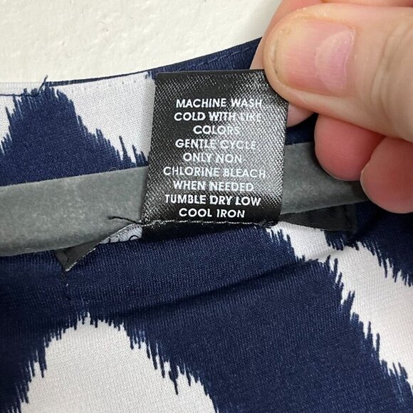 INC International Concepts Chevron Print Faux‎ Wrap Dress Blue White Size Large - Picture 6 of 10